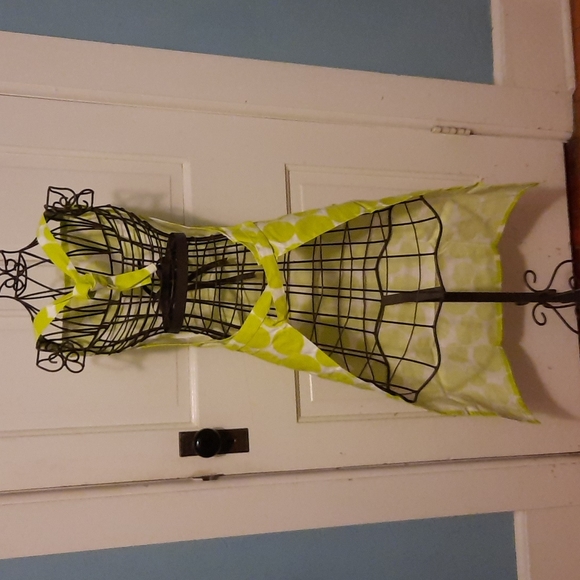 Embroidered Lime Green Polk-A-Dot Cotton Chef Kitchen Apron Baker Cook Gift - Picture 4 of 6